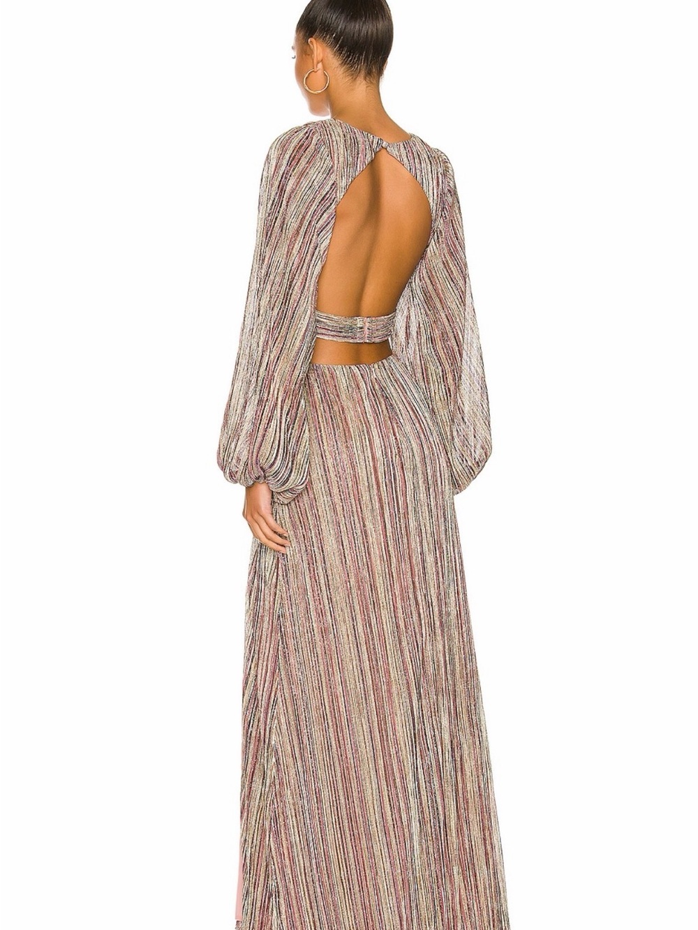 House of Harlow 1960 Multicolor Metallic Stripe Maxi Dress - Picture 7 of 9